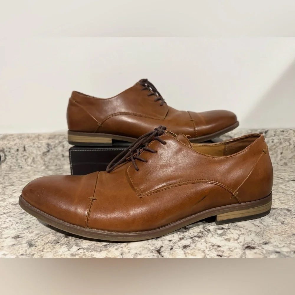 Sonoma Shoes Men’s 12M Brendan Dress Derby Oxford Brown Faux Leather Lace Up